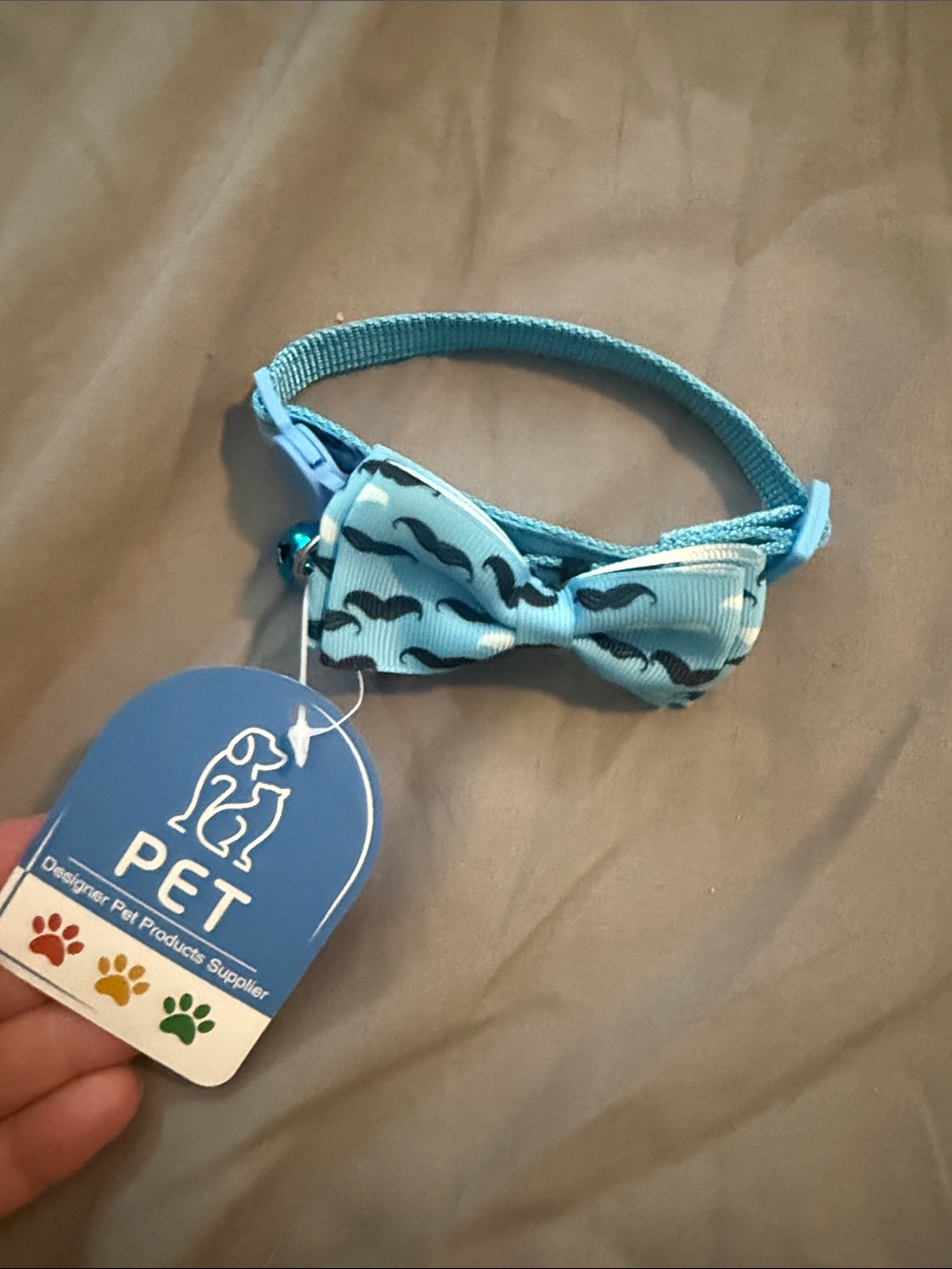 PET Light Blue Bow Cat Collar with Bell